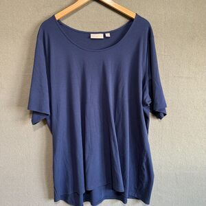 Belle by Kim Gravel 2X Short Sleeve Top Blue Soft Cotton Plus Size